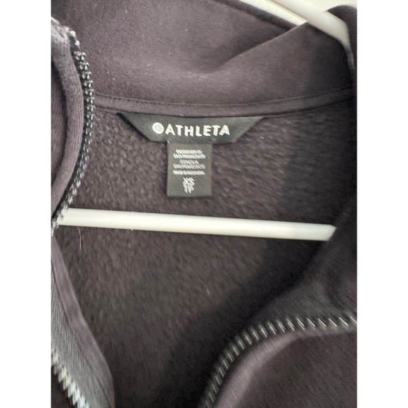 Athleta Coaster Luxe Quarter Zip Sweatshirt Women XS Black Cropped Activewear - Picture 2 of 2